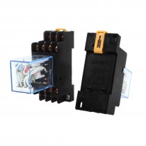 2 Pcs AC 110V-120V Coil 4PDT 35mm DIN Rail Electromagnetic Power Relay + Socket