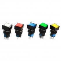 5pcs DC 220V Indicator Light SPDT Non Locking Square Head Pushbutton Switch 16mm