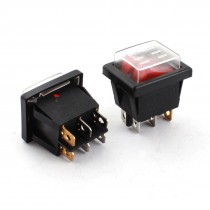 2PCS AC 125V/20A 250V/15A Red Illuminated Dual SPST Waterproof Rocker Switch