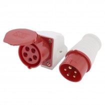 Waterproof IEC309-2 3P+E+N Industrial Plug Socket Red AC 220-380V/240-415V 16A
