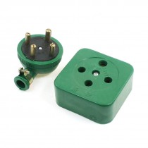 Green Round Pin 3 Phase 4 Wire Industrial Socket Plug Set 20A 380VAC