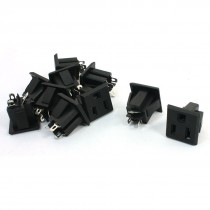 10Pcs AC 125V 15A US 2Pin 3 Pins Plug Socket Power Adapter Black