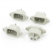 4 Pcs 250V 10A 3 Pins Panel Mount C14 Power Plug Adapter Connector Gray