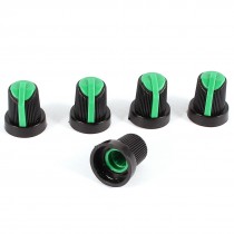 5 Pcs 6mm 15/64" Shaft Diameter Nonslip Potentiometer Knob Green Black