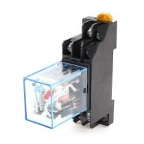 AC 110-120V 5A Coil 8Pin DPDT 35mm DIN Rail Electromagnetic Power Relay + Socket