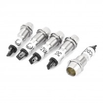 5 Pcs Metal DC 12V 2 Pins Recessed Yellow Pilot Light Signal Indicator