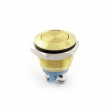 AC 250V 3A 16mm Thread SPST NO Momentary Metal Push Button Switch Yellow