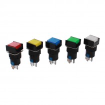5PCS DC24V Assorted Colore Lamp SPDT Momentary Square Pushbutton Switch 16mm