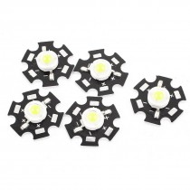 5 Pcs 1W 3.0-3.6V 350mA Pure White 90LM LED Lamp Emitter Bead 20mm Base Heatsink