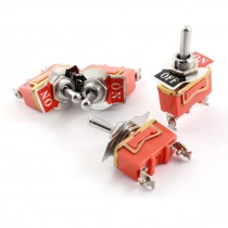 AC250V 15A 12mm Panel Mount SPST 2 Position Orange Toggle Switch 4 Pcs