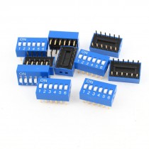 10 Pcs DIP Mount Dual Row 12 Pins 6 Positions Sliding Switch 2.54mm Pitch Green