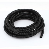 Black Plastic 10mm x 7mm Corrugated Wire Tubing Convoluted Hose Tube 16Feet Long