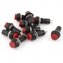 AC250V 3A Panel Mount 2 Pin Momentary SPST Red Head Button Switch 10pcs