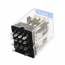 KRM4F DC 28V 3A Coil 14 Pin 4PDT Green LED Indicator Light Power Relay