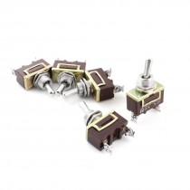 5Pcs AC 250V 15A Rocker Type SPST Latching 2 Screw Terminals Toggle Switch