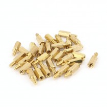 30Pcs M3 x 6mm Male-Female Hexagonal Standoff Spacer Gold Tone