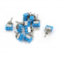 AC125V 6A SPDT 3 Terminals Self Locking On-Off-On Rocker Toggle Switch 10 Pcs