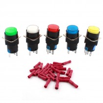 5pcs DC 12V Light SPDT 5 Pin Latching Round Push Button Switch + Spade Terminal
