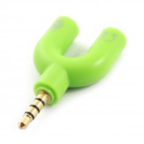 3.5mm Male to 2 Female Socket Headphone Audio Plug Connector Adapter Lime