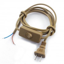 Brown US Plug Light Power Cord Inline Button Switch 1.8M AC110V AC250V