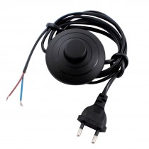 2Pcs Black Round AC125V 3A AC250V 2.5A EU Plug Step On Switch 1.8M