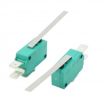 2 Pcs AC 250V 16A SPDT 3-Pin Long Straight Hinge Lever Limit Micro Switch Green