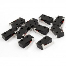 10 Pcs AC 250V 3A 3 Pins NO NC Momentary SPDT Micro Switches w Lever