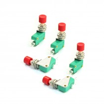 5pcs 16A 125/250VAC SPDT 3P Momentary Red Push Button Miniature Micro Switch