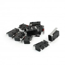 AC250V 3A 3 Pins SPDT Momentary Short Hinge Lever Mirco Switch 10pcs
