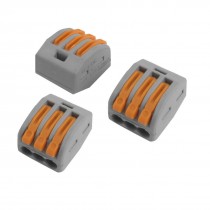 3 Pcs AC 250V 3 Pin Lever Lock Quick Connecting Terminal Block 0.75-2.5mm2