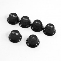 Black Plastic Guitar Voice Control Rotary Volume Knob 0-10dB 6 Pcs