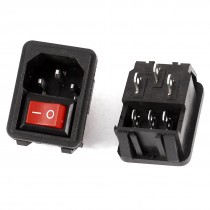 2 Pcs KCD1 SPDT Rocker Switch IEC320 C14 Power Inlet Socket 250V 10A