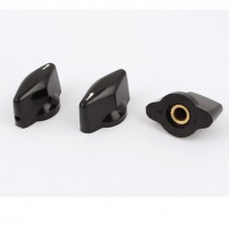 3 x Black Plastic Rotary Switch Knobs Cpas 6mm Dia Shaft Hole