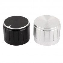 2 x Black Silver Tone Plastic Potentiometer Rotary Control Knobs Caps 17x23mm
