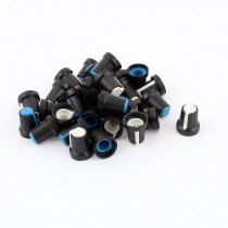 30pcs Blue White Potentiometer Knob Cap for 6mm Knurled Shaft