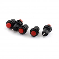 5 Pcs DS228 12mm Panel Mount SPST Self Locking Push Button Switch Red