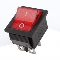 AC 110V-220V Red Lamp On/Off Snap-In Panel Mount SPST Latching Rocker Switch