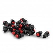 20Pcs DS228 2 Pins 12mm Thread SPST Latching Push Button Switch Red