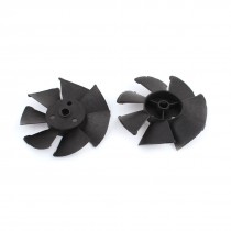 2 Pcs Black Plastic 14mm Inner Dia 7 Blades Motor Fan Blade Wheel