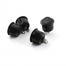 4Pcs SPST Black Button 2 Position Round Rocker Switch AC250V 3A AC125V 6A
