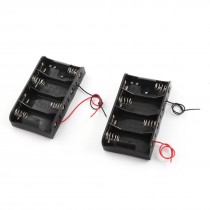 2Pcs In Series Black Plastic 4x1.5V C Size Battery Holder Case w 14.5cm Wire