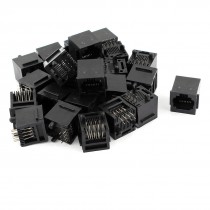 25pcs Unshielded RJ45 8P8C Plastic Network Modular Connector Jack Black