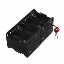 Rectangle Black Plastic 2-Wired In Series 8 x 1.5V D Size Battery Holder