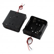 2 Pcs 2-Wired In Series 2 x 1.5V D Size Battery Holder Storage Case Black