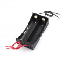 Rectangle Black Plastic 4-Wired 2 x 3.7V 18650 Battery Holder Box Case