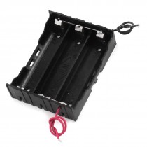 Black Plastic 3 Slots 2 Wires 3 x 3.7V 18650 Battery Holder Container