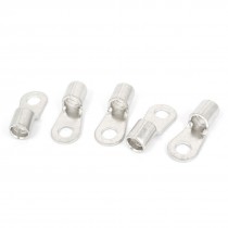 5Pcs Non-insulated Terminal Connector 6.5mm Ring Dia A.W.G 6 Silver Tone
