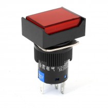 AC220V 5A AC250V 5A SPDT 5 Pin Red Square Cap Momentary Push Button Switch
