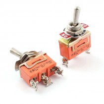 2 Pcs SPDT ON/OFF/ON Orange Metal Toggle Switch AC 250V 15A New