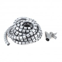 Flexible Spiral Tube Cable Wire Wrap Computer Cord Management 5M 16Ft Gray